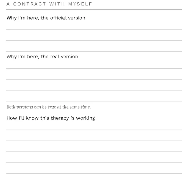 The Other Side of the Couch - "A contract with myself" page
